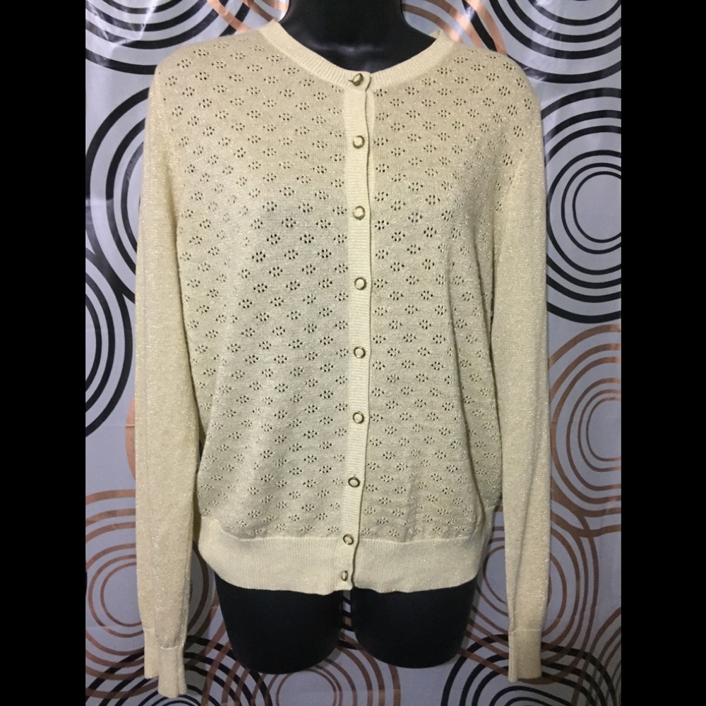 Clements Ribeiro  Gold Metallic Cardigan Sz S